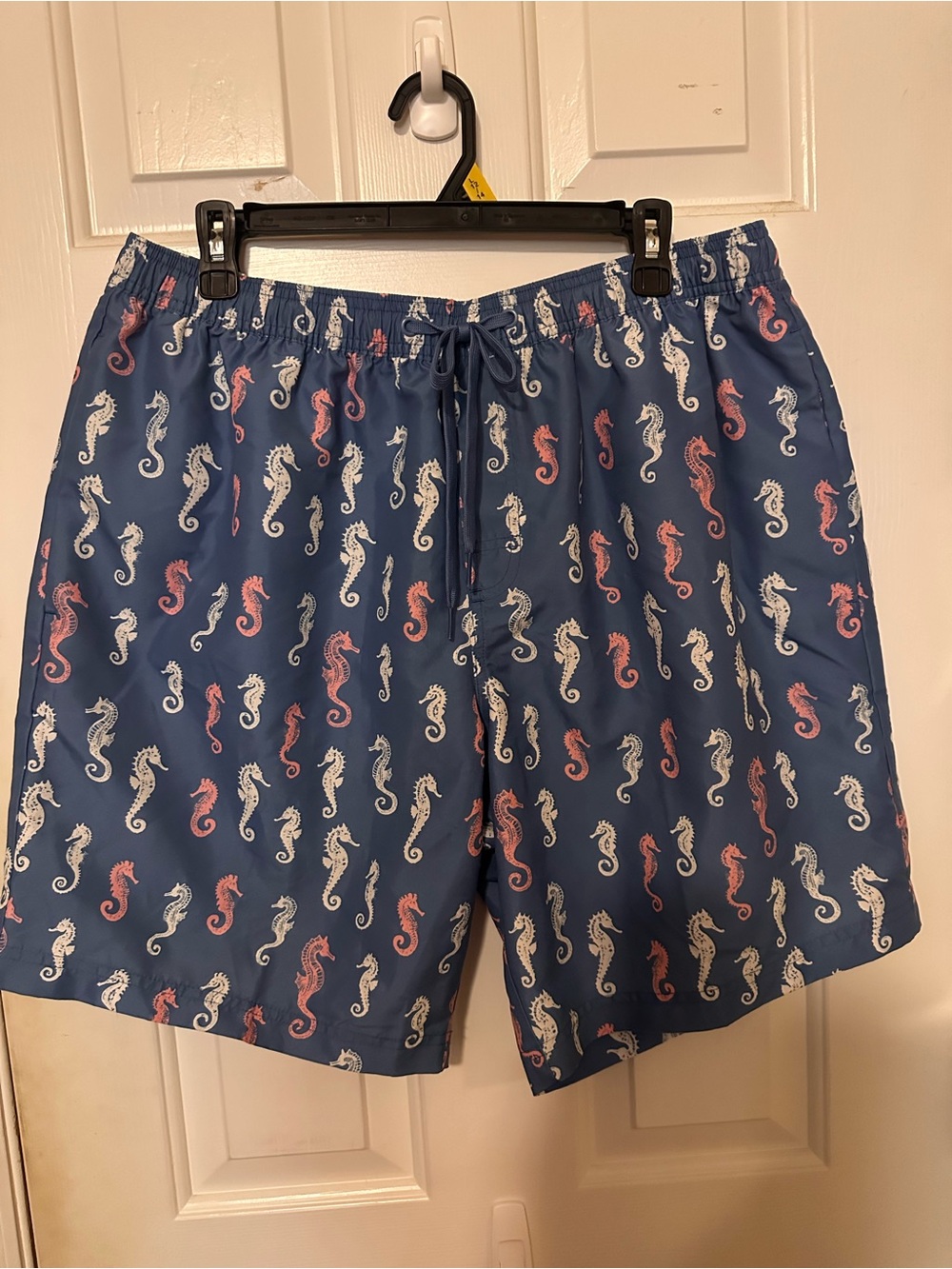 Southern Proper Navy Seahorse Swim Trunks with Pink & White Accents